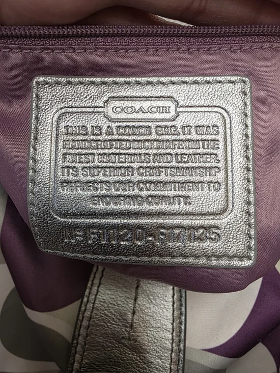 Coach Purple Signature Pattern Shoulder Bag with Silver Trim USED - Picture 12 of 12
